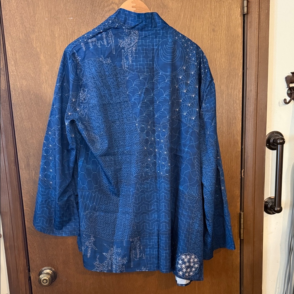 Indigo Patchwork Open-Front Kimono Jacket - image 2